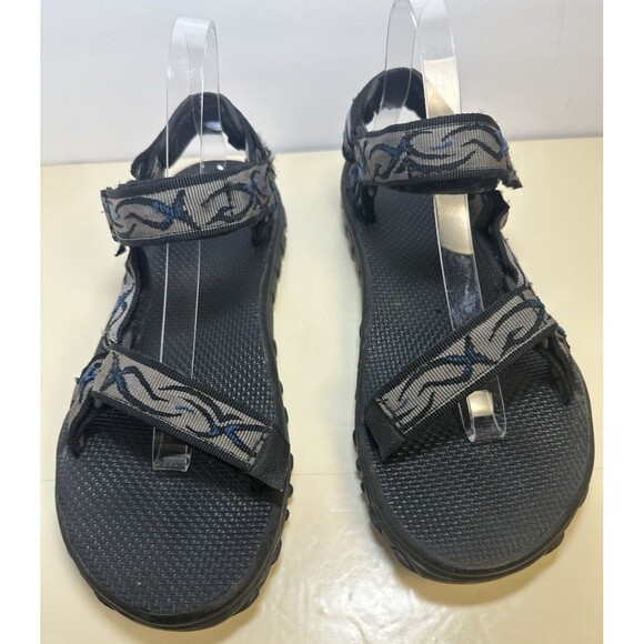 Teva Mens Sport Sandals Size 9 Black Gray Blue Pattern Adjustable Strap Rafting - Picture 2 of 7